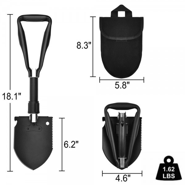 iunio Military Folding Shovel, Foldable Entrenching Tool 